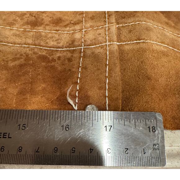 Vintage Suede Leather Firewood Log Carrier Tote Brown Double Handled 33"x 14” - Picture 6 of 7